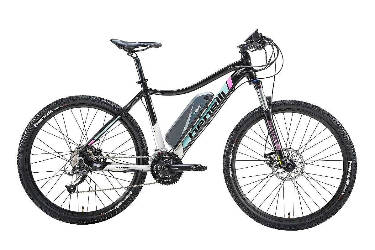 Велогибрид Benelli Alpan W 27.5 STD 14A/h, с ручкой газа (black/blue/pink-2082)