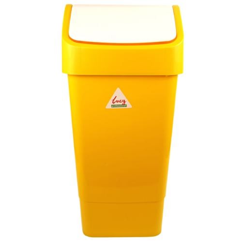 Lucy L3003294 бак жёлтый мусорный с качающейся белой крышкой, 50 л