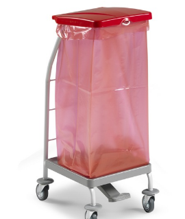 Тележка с педалью и красной крышкой для перевозки мусора TTS Dust 4161
