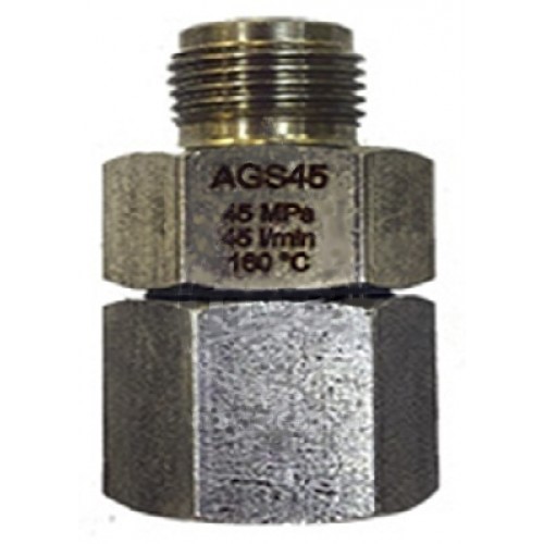Поворотная муфта AGS45, 450bar, 45l/min, 160°C, вход-3/8внут, выход-3/8внеш, нерж. сталь МТМ 