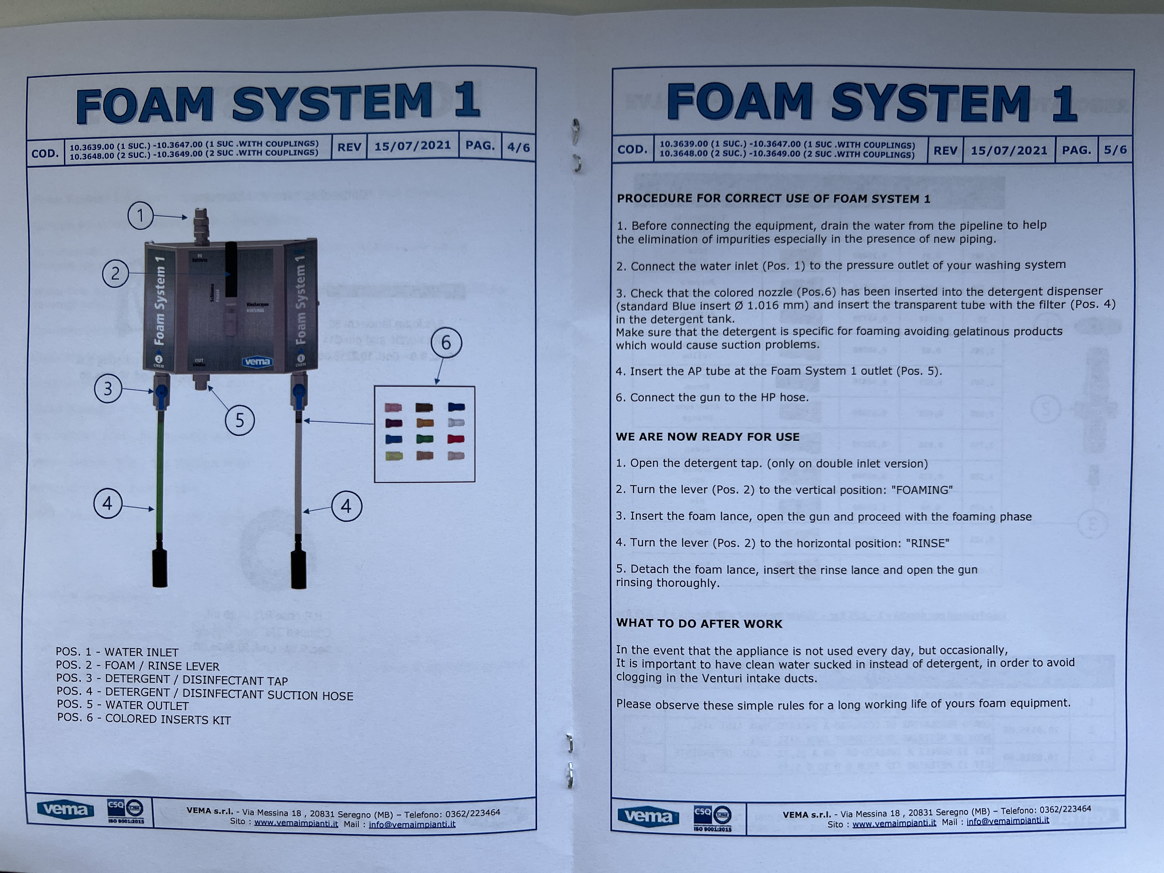 Пеногенер.система "Foam System 1", 100-200 бар, без подачи воздуха, на 1 ср-во 3/8 ш. 3/8ш. 15745