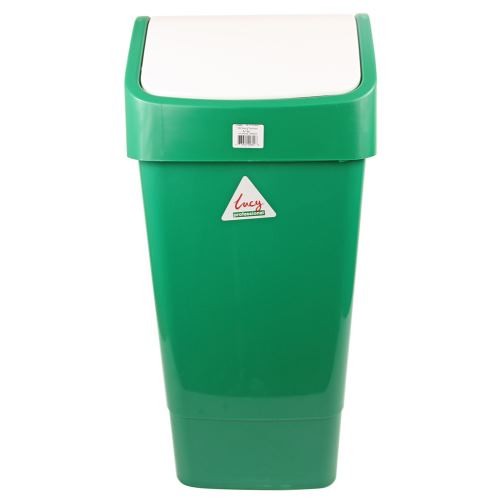 Lucy L3003293 бак зелёный мусорный с качающейся белой крышкой, 50 л