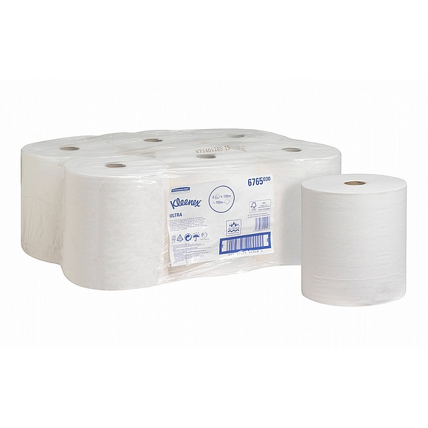 Бумажные полотенца Kimberly-Clark  в рулонах Kleenex® Ultra белые двухслойные (6 рулонов х 130 метров)