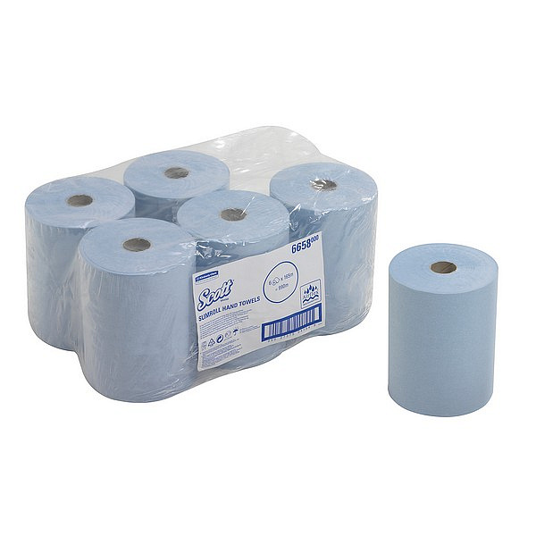 Бумажные полотенца Kimberly-Clark  в рулонах Scott® SlimRoll синие однослойные (6 рулонов х 165 метров)