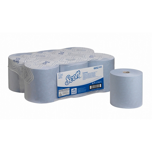 Бумажные полотенца Kimberly-Clark  в рулонах Scott® Essential белые однослойные (6 рулонов х 350 метров)