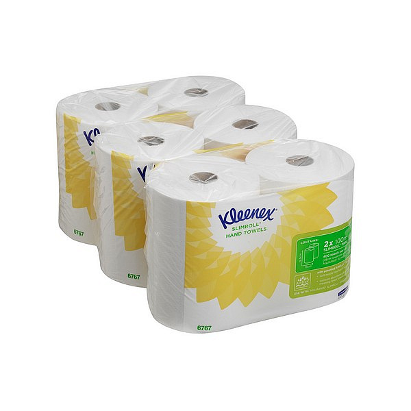 Стартовый набор Kimberly-Clark  Бумажные полотенца в рулонах Kleenex®SlimRoll белые однослойные (2 рулона х 100 метров)