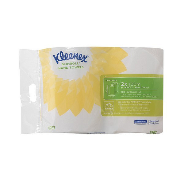Стартовый набор Kimberly-Clark  Бумажные полотенца в рулонах Kleenex®SlimRoll белые однослойные (2 рулона х 100 метров)