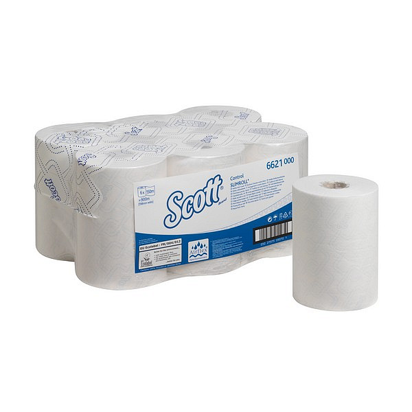 Бумажные полотенца Kimberly-Clark  в рулонах Scott® Control SlimRoll белые однослойные (6 рулонов х 150 метров)