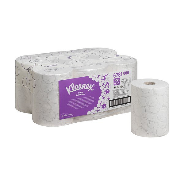 Бумажные полотенца Kimberly-Clark  в рулонах Kleenex® Ultra SlimRoll белые двухслойные (6 рулонов х 100 метров)