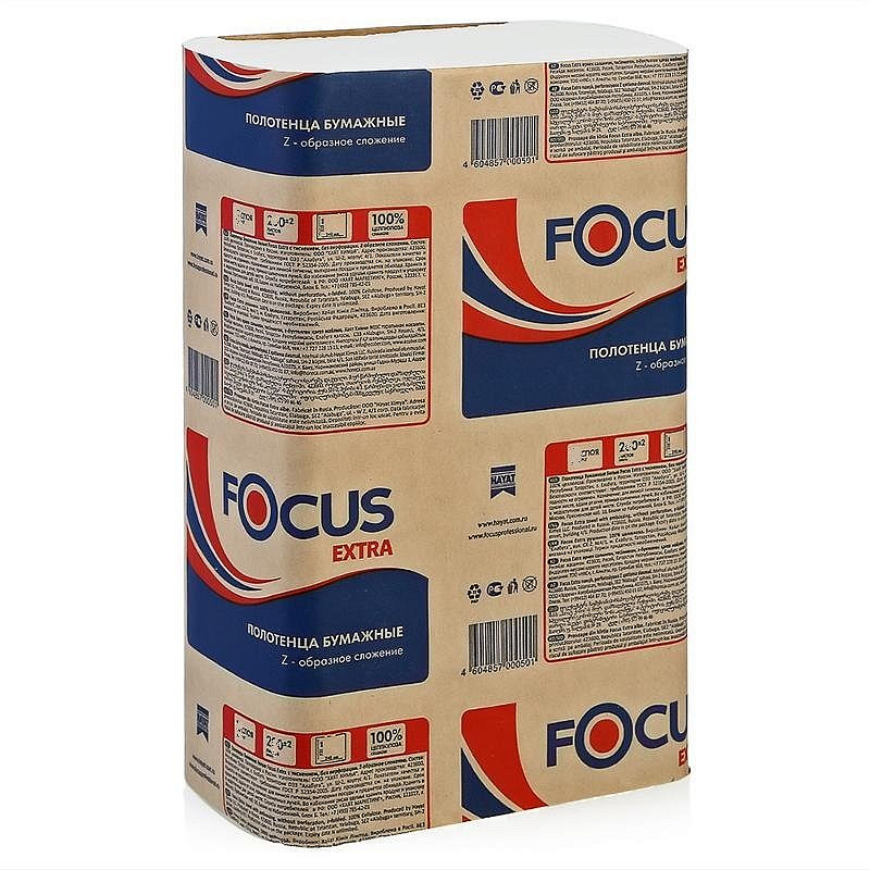 Бумажные полотенца Focus  в листах Focus Extra белые однослойные (12 пачек x 250 листов)