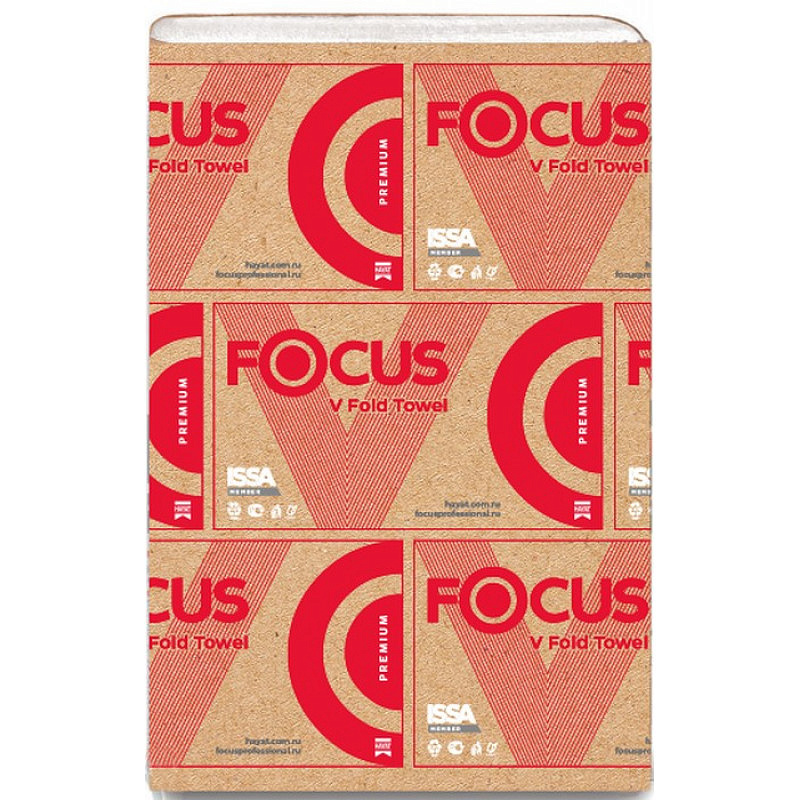 Бумажные полотенца Focus в листах Focus Premium белые двухслойные (15 пачек х 200 листов)