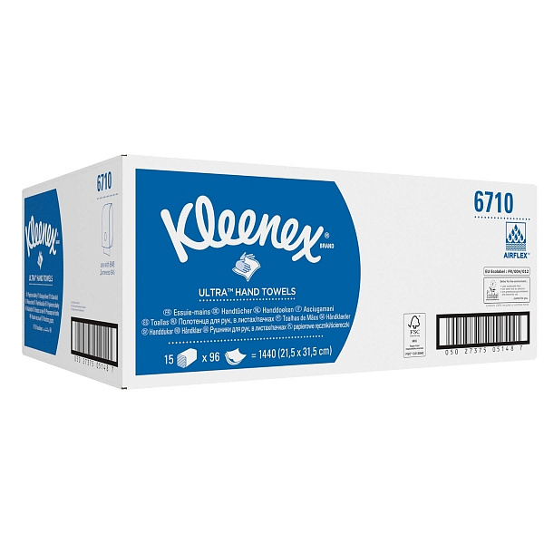 Бумажные полотенца Kimberly-Clark   в пачках Kleenex® Ultra белые трехслойные (15 пачек х 96 листов)