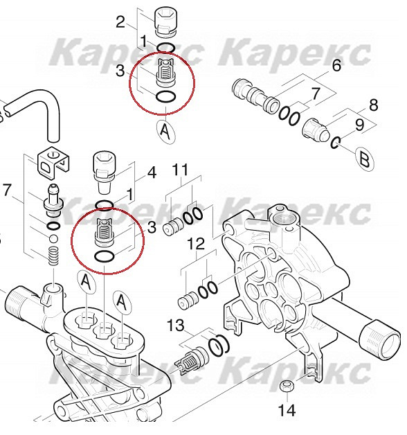 Karcher Клапан в/д 3 шт. вместо 4.580-341