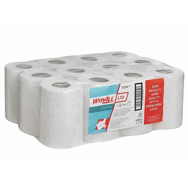 Протирочные салфетки Kimberly-Clark Wypall L10 extra - Рулон с центральной подачей / Белый