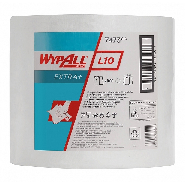 Протирочные салфетки Kimberly-Clark Wypall L10 extra - Большой рулон / Белый