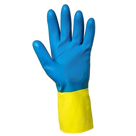 Kimberly-Clark KleenGuard® G80 Неопреновые перчатки для защиты от химических веществ - 30см, индивидуальный дизайн для левой и правой руки / Желтый и голубой /