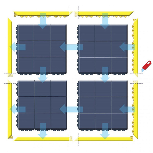 Аксессуары для индустриальных напольных покрытий NOTRAX Кант папа 551 Cushion Ease Floor Mats yellow