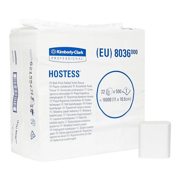 Туалетная бумага Kimberly-Clark Professional  в пачках Hostess однослойная (32 пачек х 500 листов)