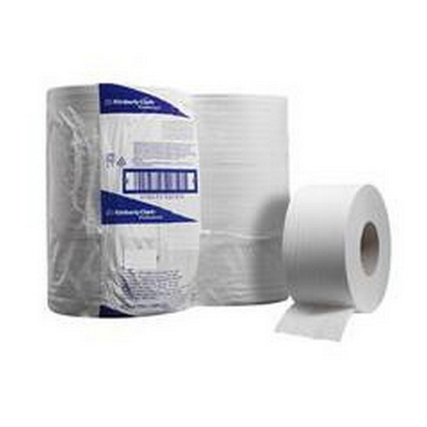 Туалетная бумага Kimberly-Clark Professional  в больших рулонах Unbranded Mini Jumbo белая двухслойная (12 рулонов x 200 метров)
