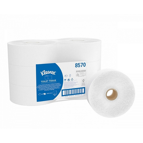 Туалетная бумага Kimberly-Clark Professional  в больших рулонах Kleenex Jumbo Roll двухслойная (6 рулонов х 190 метров)