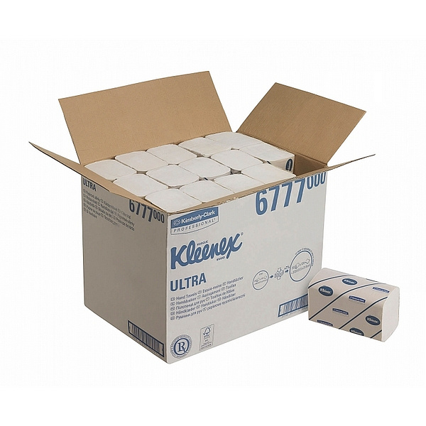 Бумажные полотенца Kimberly-Clark   в пачках Kleenex®Ultra белые двухслойные (30 пачек  х 124 листов)