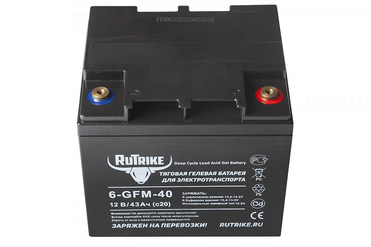Тяговый аккумулятор RuTrike 6-GFM-40 (12V43A/H C20)