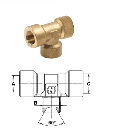 Тройник гайка 3/8"; гайка 3/8"; гайка 3/8"