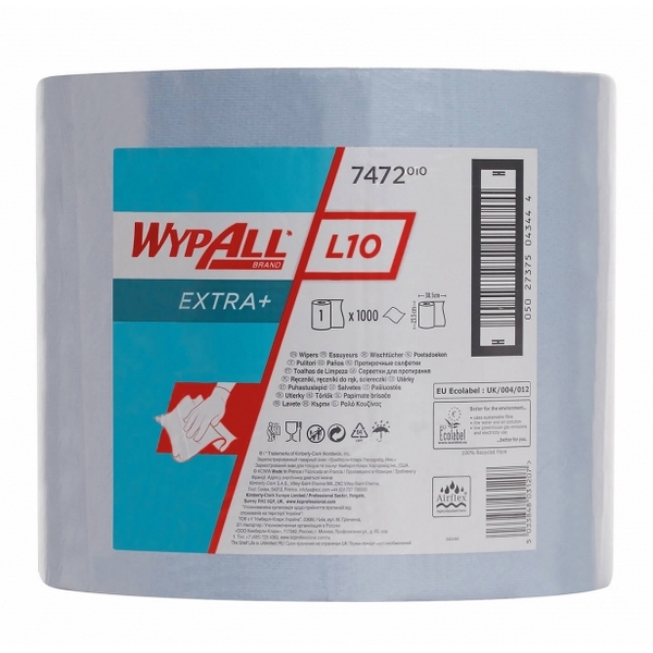 Протирочные салфетки Kimberly-Clark Wypall L10 extra - Большой рулон / Синий