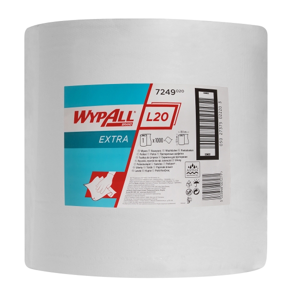 Протирочные салфетки Kimberly-Clark Wypall L20 extra - Большой рулон / Белый