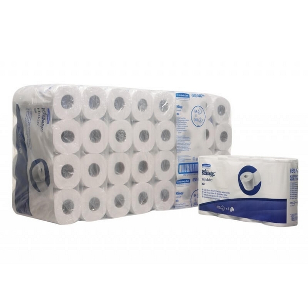 Туалетная бумага Kimberly-Clark Professional  в стандартных рулонах Kleenex 350 двухслойная с логотипом (64 рулона х 42 метра)